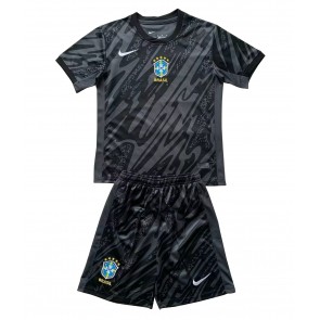 Brasilien Målvakt Borta Kläder Barn Copa America 2024 Kortärmad (+ Korta byxor)